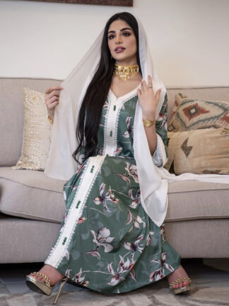 Купить Ethnic Ribbon Maxi Long Dress Women Abaya Autumn Turkey Loose Muslim Jalabiya Abaya Dresses V Ne India Arabic Islamic Clothing