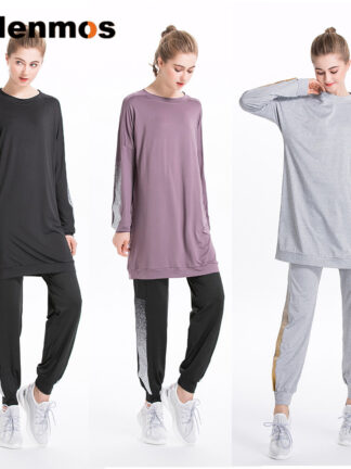 Купить Arab 2 Piece Suits Muslim Hoodies Women Trasuit Tops and Pant 2021 Spring Jogging Sports Sets Sweatshirt Suit Workout Outfit