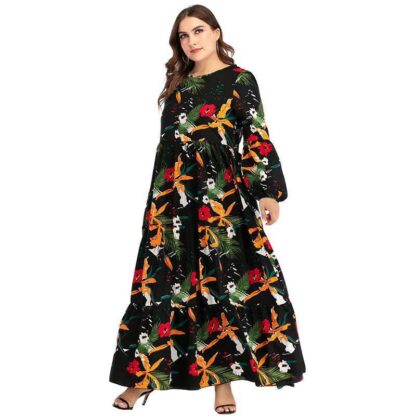 Купить Print Maxi Hijab Dress Women Muslim Islamic Clothing Loose A-line Party Abaya Dresses Moroccan Kaftan Jilbab Plus Size Vestidos