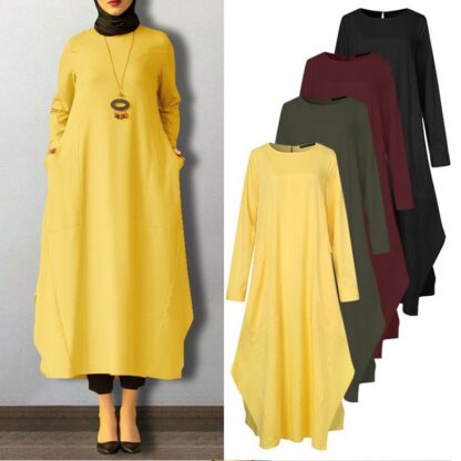 Купить Ramadan Eid Muslim Women Dress Split Long Tops Mubarak Abaya Dubai Turkey Arabic Jalabiya Prayer Hijab Dress Robe Kaftan Islam