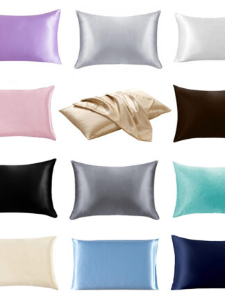 Купить 20*26 inch Silk Satin Pillow Case 12 Solid Colors Cooling Envelope Pillowcase Ice Silks Skin-friendly Pillowslip Bedding plies s