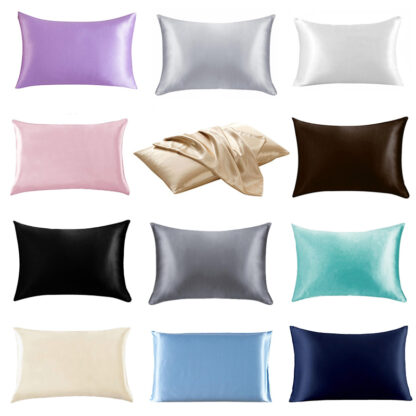 Купить 20*26 inch Silk Satin Pillow Case 12 Solid Colors Cooling Envelope Pillowcase Ice Silks Skin-friendly Pillowslip Bedding plies s
