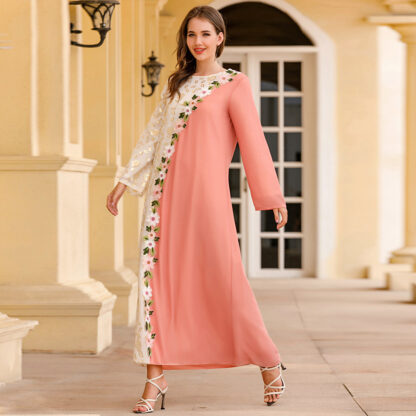 Купить Pink Vestidos Muslim Abaya Dubai Turkey Hijab Dress Islamic Clothin Abayas African Dresses for Women Embroidery Kaftan Robe 2021