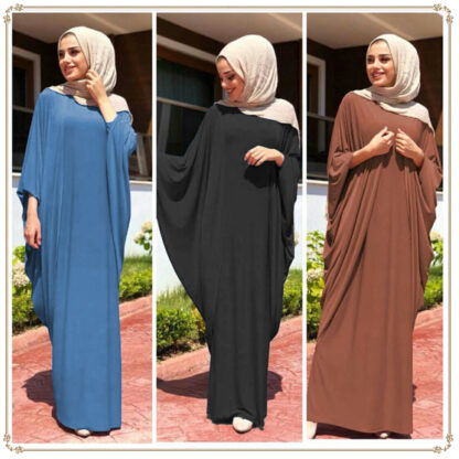 Купить Muslim Prayer Garment Hijab Dress Women Bat Sleeve Jilbab Abaya Islam Kaftan Robe Ramadan Loose Worship Service Islamic Clothing