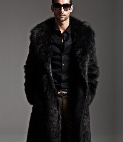 Купить 2021 Autumn and Winter Mens Faux Fur Large Lapel Fur Long Mens Faux Fur Jaet Plus Size Mens Overcoat Clothing