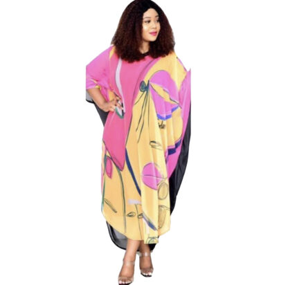 Купить New Print Muslim Kaftan Abaya Dress Ramadan Islamic Women Batwing Sleeve 2 Piece Set Loose Outwear Caftan Dubai Arab Long Robe