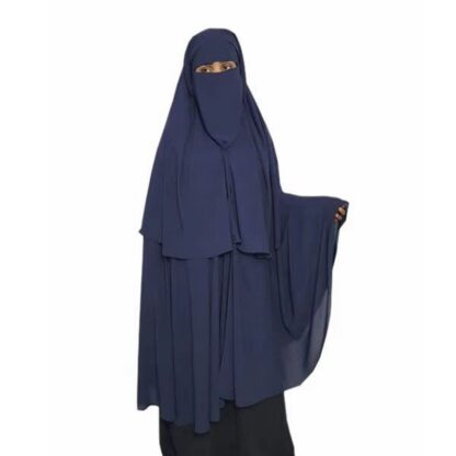 Купить Muslim Fashion Prayer Jilbab Women Musulman Chiffon Fabric Three Layer Niqab with Integrated Hijab Veil Islamic Long Niqab Abaya