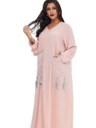 Купить Ramadan Turkey India Muslim Dress Tassel Poet Abaya Duabi Arabic Vestidos Moroccon Kaftan Islamic Clothing Jilbab Gown Robe