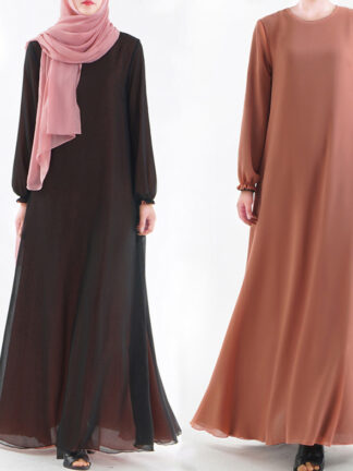 Купить Wear on Both Sides Muslim Hijab Dress Women Dubai Arab A-line Abaya Dresses with Poets Turkish Kaftan Robe Islamic Clothing