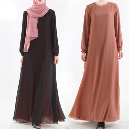 Купить Wear on Both Sides Muslim Hijab Dress Women Dubai Arab A-line Abaya Dresses with Poets Turkish Kaftan Robe Islamic Clothing