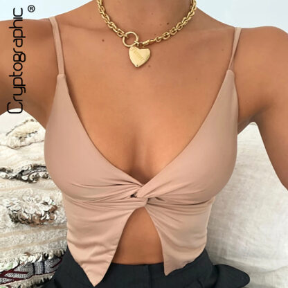 Купить Strap Camis Sexy Baless Summer Crop Top for Women Sleeveless Top Fashion Outfits Club Party Split Tops Basichigh quality