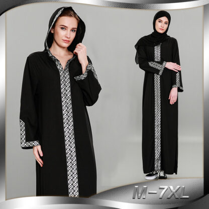 Купить Plus Size M-7XL Muslim Dress Women Splice Loose Hooded Dresses Zip Dubai Arab Abaya Long Robe Kimono Jubah Kaftan Hijab Clothing