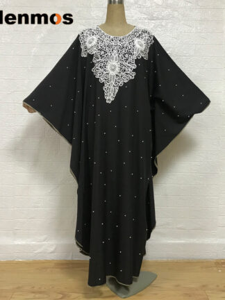Купить Kalenmos Muslim Kaftan Abaya Dresses Eid Ramadan Islamic Women Batwing Sleeve Beading Loose Outwear Caftan Dubai Arab Long Robe