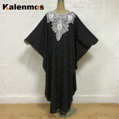 Купить Kalenmos Muslim Kaftan Abaya Dresses Eid Ramadan Islamic Women Batwing Sleeve Beading Loose Outwear Caftan Dubai Arab Long Robe
