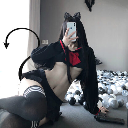 Купить Sexy ingerie Anime Cospay Costume JK Uniform Kwaii oita Mini Top Skirt Erotic Roepay Set Student Saior with Red Bow s