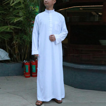 Купить Muslim Robe Arab Men Thobe Prayer Ramadan Costumes White Arabic Pakistan Saudi Eid Turkey Abaya Male Kaftan Islamic Clothing