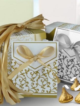 Купить Wedding Favour Favor Bag Sweet Cake Gift Candy Wrap Paper Boxes Bags Anniversary Party Birthday Baby Shower Presents Box gold si