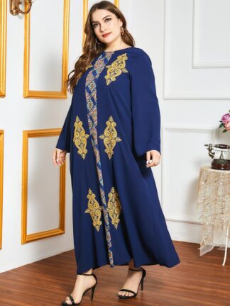 Купить Eid Mubarak Embroidery Abaya Dress Muslim Women Dubai Turkey Moroccan Kaftan Islam Caftan Party Vestido Clothing Musulman Ropa