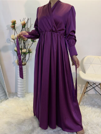 Купить Ramadan Muslim Abaya Dress Women Satin Robe Hijab Dresses Jilbab Turkey Islamic Vestido Kimono Moroccan Kaftan Arabic Elbise