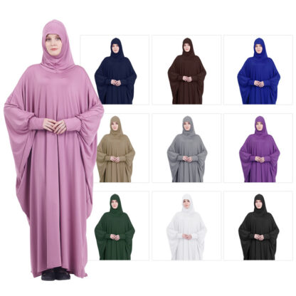 Купить One Piece Prayer Outfit Muslim Women Abaya Jilbaab with Sleeves Prayer Dress Attached Scarf Islam Hajj and Umrah Clothes Saudis