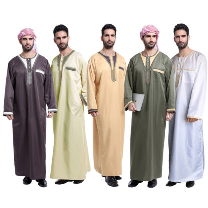 Купить Muslim Islamic Clothing Men Jubba Thobe Poet O Ne Kimono Long Robe Saudi Musulman Wear Abaya Caftan Islam Dubai Arab Dress