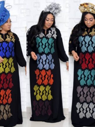 Купить Diamond African Muslim Dresses Women Diamond Chiffon Abayas Moroccan Kaftan Africa Riche Loose Ropa Evening Party Long Dress