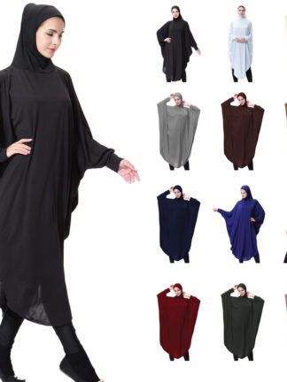 Купить Formal Women Hijab Abaya Dress Muslim Prayer Garment Sets Islamic Clothing Dubai Turkey Namaz Long Musulman Jurken Abayas Robe