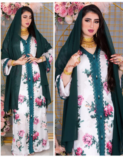 Купить Turkye Arabic Muslim Dress Women Flower Elegant Kimono Moroccan Long Dresses Jubah Caftan Hijab Abayas Robe Dubai Arab Clothing