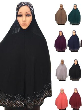 Купить Overhead Hijab Muslim Women Prayer Garment Khimar Headscarf Niqab Islamic Abaya Scarf Full Cover Modest Shawls Ramadan Jilbab