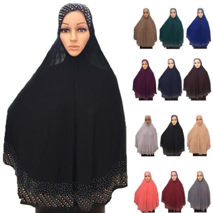 Купить Overhead Hijab Muslim Women Prayer Garment Khimar Headscarf Niqab Islamic Abaya Scarf Full Cover Modest Shawls Ramadan Jilbab