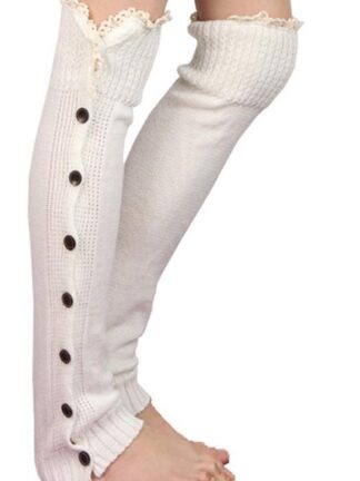Купить Long solid button down Lace Knitted Leg Warmers Boot Stocking Socks Boot Covers Leggings Tight #3478