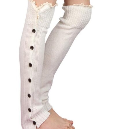 Купить Long solid button down Lace Knitted Leg Warmers Boot Stocking Socks Boot Covers Leggings Tight #3478