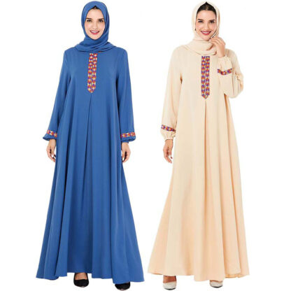 Купить Middle East Abaya Muslim Dress Women Elegant Embroidery Big Swing Turkish Caftan Hijab Dresses Islam Dubai Arab Islamic Clothing