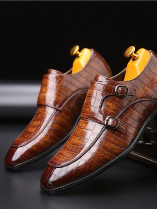Купить Men Shoes New Fashion Handmade Pu Leather Slip-on Dress Shoes Casual Stylish All-match Monk Strap Shoes Zapatos De Hombre HB261