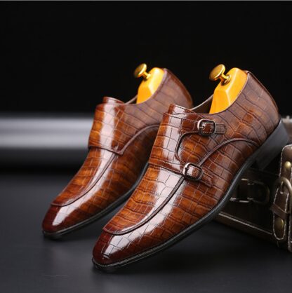 Купить Men Shoes New Fashion Handmade Pu Leather Slip-on Dress Shoes Casual Stylish All-match Monk Strap Shoes Zapatos De Hombre HB261