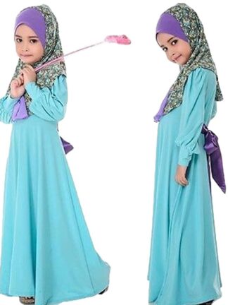 Купить Two Piece Sets Flower Girl Dress Muslim Child Abaya Muslim Hijab Dresses Jilbab Niqab Burqa Khimar Amira Islamic Kaftan Prayer