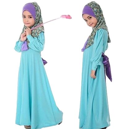 Купить Two Piece Sets Flower Girl Dress Muslim Child Abaya Muslim Hijab Dresses Jilbab Niqab Burqa Khimar Amira Islamic Kaftan Prayer