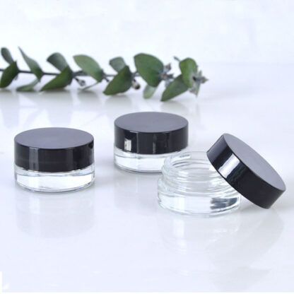 Купить Clear Eye Cream Jar Bottle 3g 5g Empty Glass ip Balm Container Wide Mouth Cosmetic Sample Jars with Black Cap s