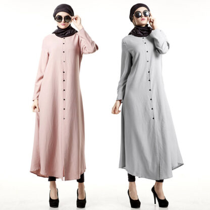 Купить Ramadan Worship Muslim Abaya Dress Women Loose Solid Color Long Shirt Dresses Kaftan Dubai Hijab Robe Turkey Islamic Clothing