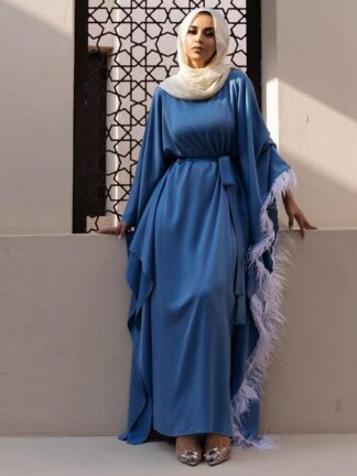 Купить Ramadan Muslim Abaya Dress Bat Sleeve Dubai Islamic Turkey Elegant Female Hijab Dresses Tassel Cloak Musulman Moroccan Kaftan