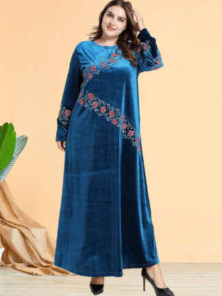 Купить Autumn Wineter Veet Muslim Dress Women Djellaba Turkey Abaya Ramadan Long Vestidos Islamic Clothing Musulman Moroccan Kaftan