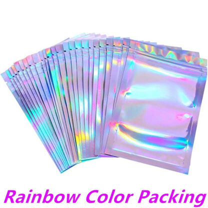 Купить Resealable Smell Proof Bags Foil Pouch Bag Flat Bag laser color Packaging Zipper Bag For Party Favor Food Storage Holographic Ra