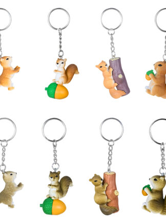 Купить 4Pieces Multi-styles Cute squirrel Keychain Resin Simulation Mini Animal Key Chain Children Gift Pendant Ladys Bag Accessories