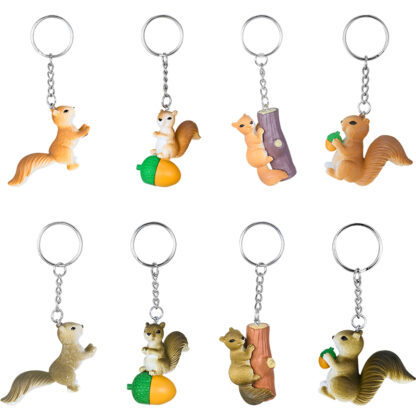 Купить 4Pieces Multi-styles Cute squirrel Keychain Resin Simulation Mini Animal Key Chain Children Gift Pendant Ladys Bag Accessories