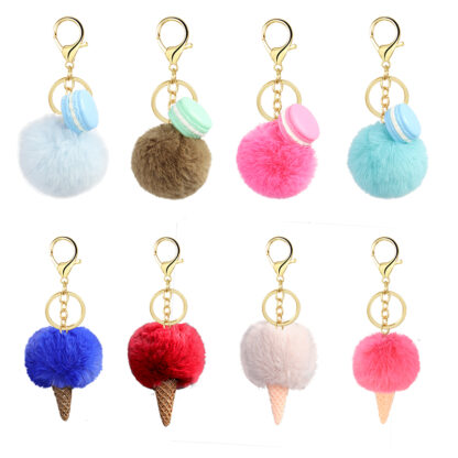 Купить Multicolor 5CM Pompom Series Keychain Cute Gift Key chain Pendant Creative Macaron Cone Shaped Womans Bag Ornament