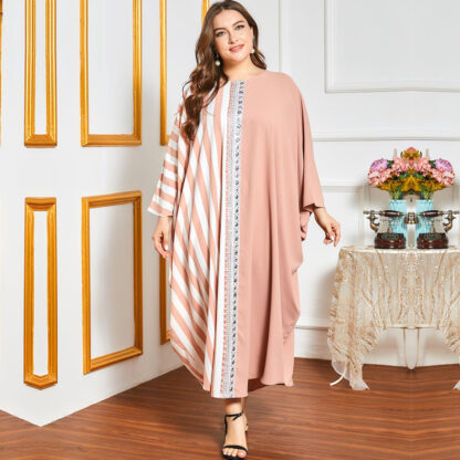 Купить Eid Mubarak Muslim Women Abaya Dress Bat Sleeve Print Dubai Turkey Moroccan Kaftan Party Vestido Clothing Musulman Oversize Robe