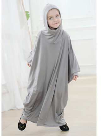 Купить Abaya Modest Muslim Prayer Garment Dress Little Girls Muslim Kids Children Robe Vetement Hooded Vestido Musulman Ensemble Khimar