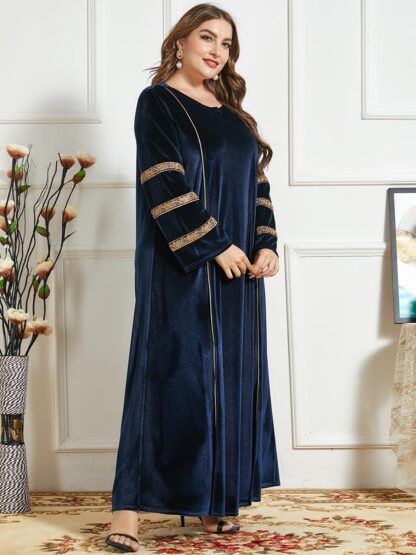 Купить Dubai Muslim Islam Veet Dress Abaya Kimono Women Long Robes Simple Casual Outwear Trasuit Islamic Clothing Sport Vestidos