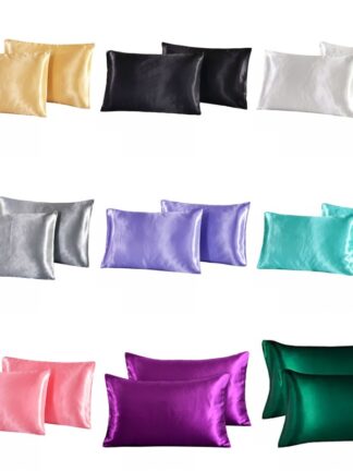 Купить Silk Emulation Satin Pillowcase 20*26 inch Solid Color Pillow Cover Summer Ice Silk Pillow Case Bedding plie s