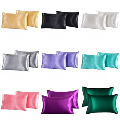 Купить Silk Emulation Satin Pillowcase 20*26 inch Solid Color Pillow Cover Summer Ice Silk Pillow Case Bedding plie s